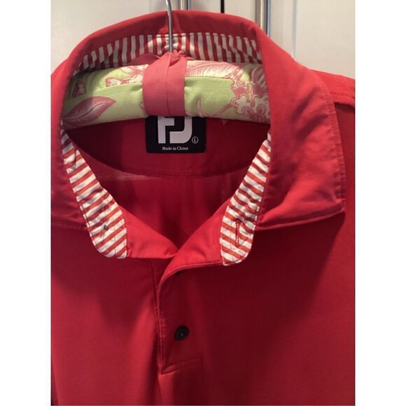 FootJoy FJ Mens Prodry Lisle Red Polo Sz L Short Sleeve Golf Stretch - Picture 2 of 10